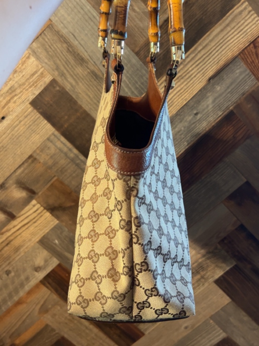 Gucci GG Canvas Bamboo Handle Tote Bag - Picture 3 of 5